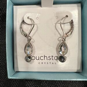 Silver night and clear crystal earrings made exclusively with Swarovski crystals